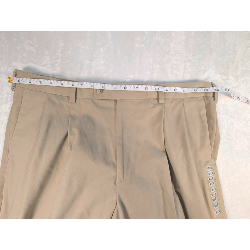Perry Ellis Portfolio Mens 40x30 Pleated Cuffed Dress Khaki Pants Tan Beige NEW - Picture 9 of 12